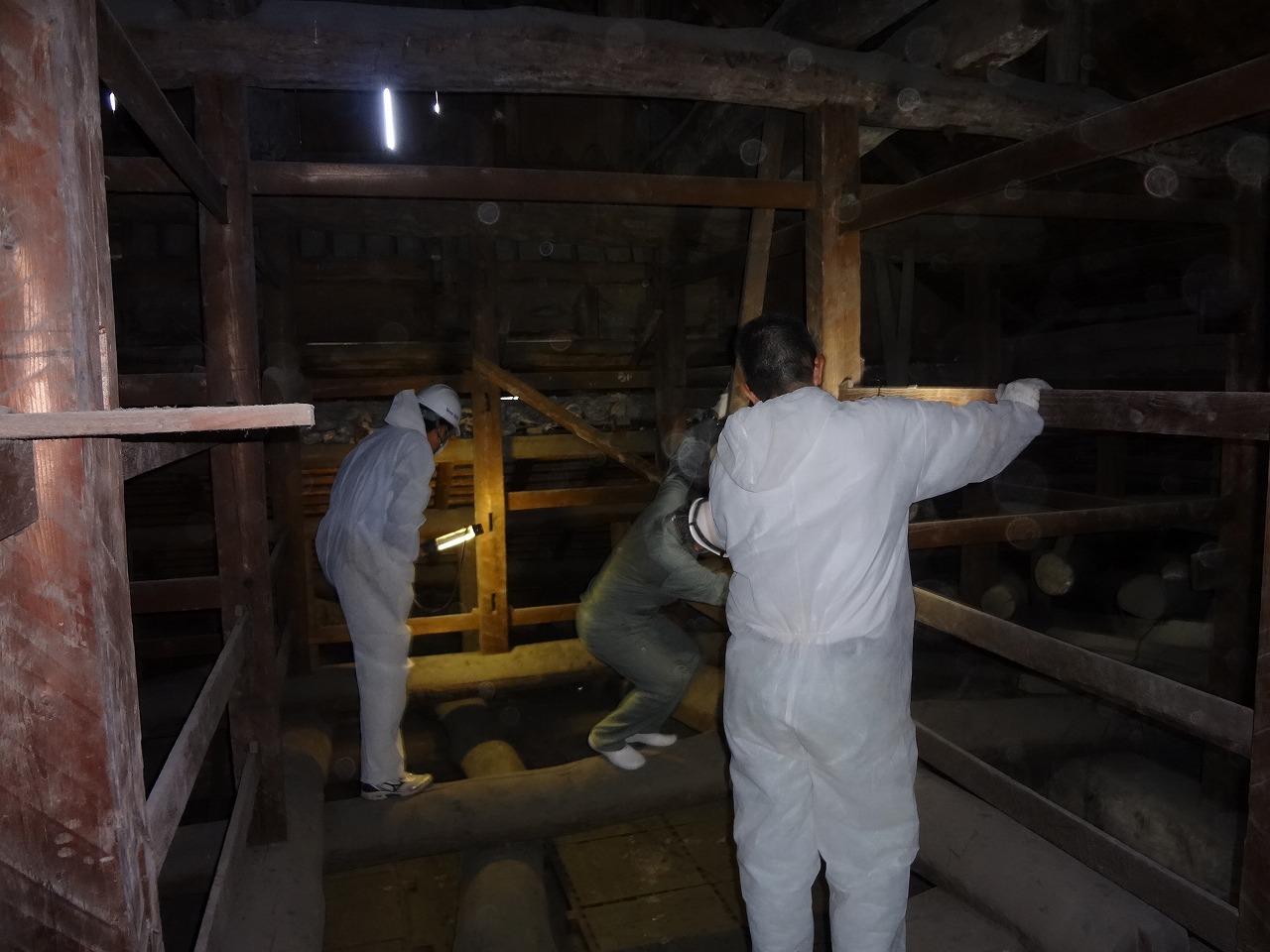 神社仏閣　耐震改修　小屋裏調査/ 名古屋